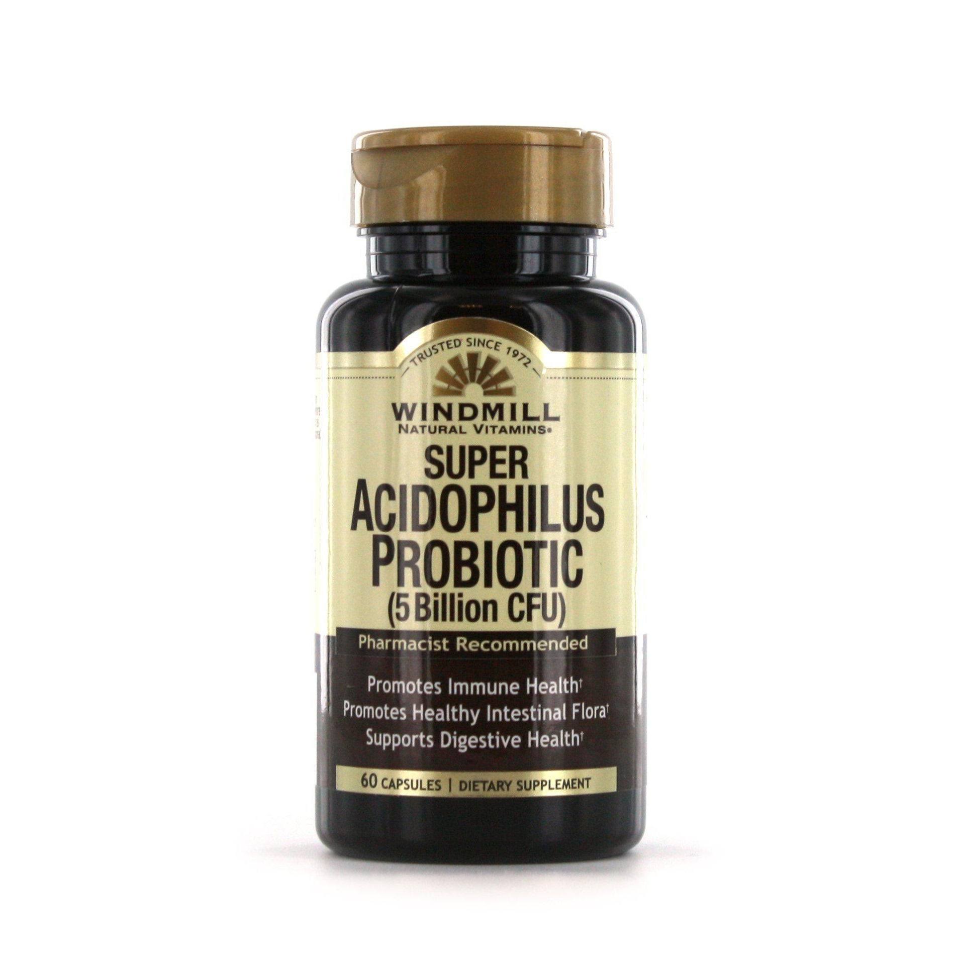 Windmill Vitamins Super Probiotic with Acidophilus 5 Billion CFU 60 Capsules