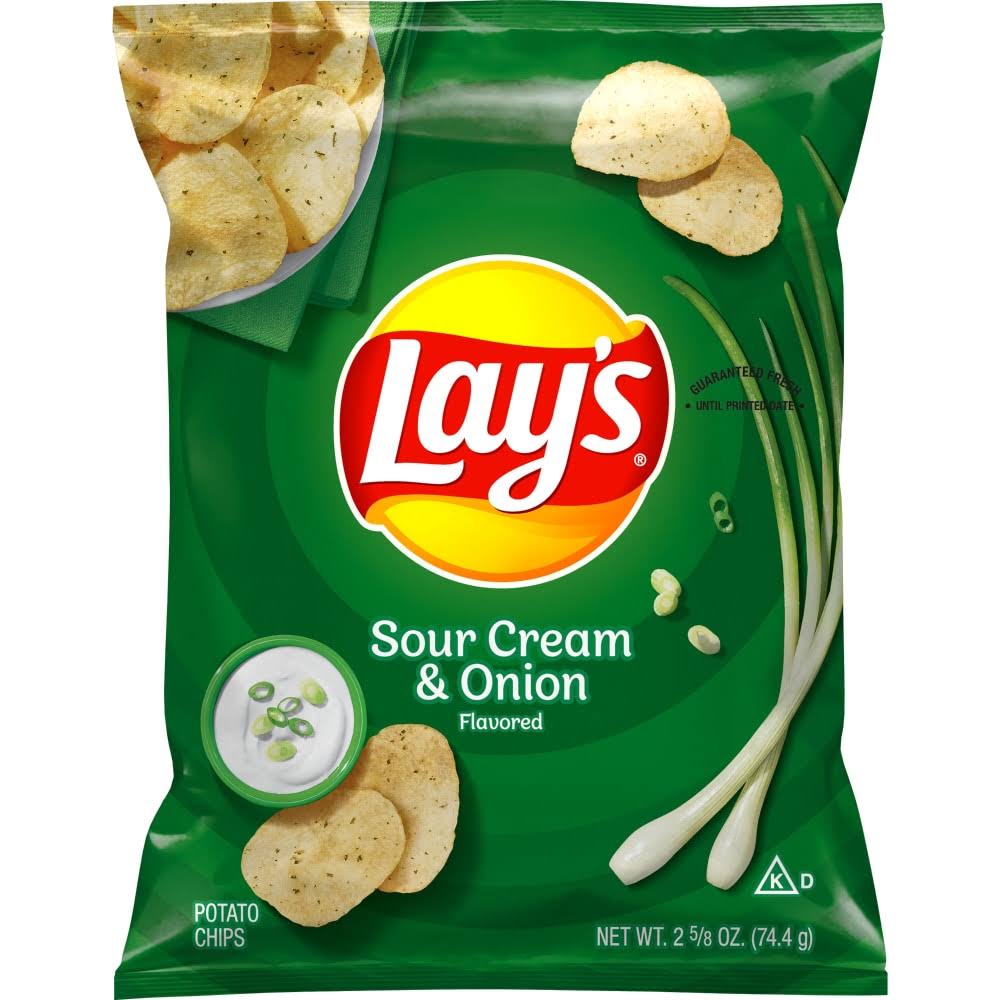 Lay's Potato Chips, Sour Cream & Onion Flavored - 2.625 oz