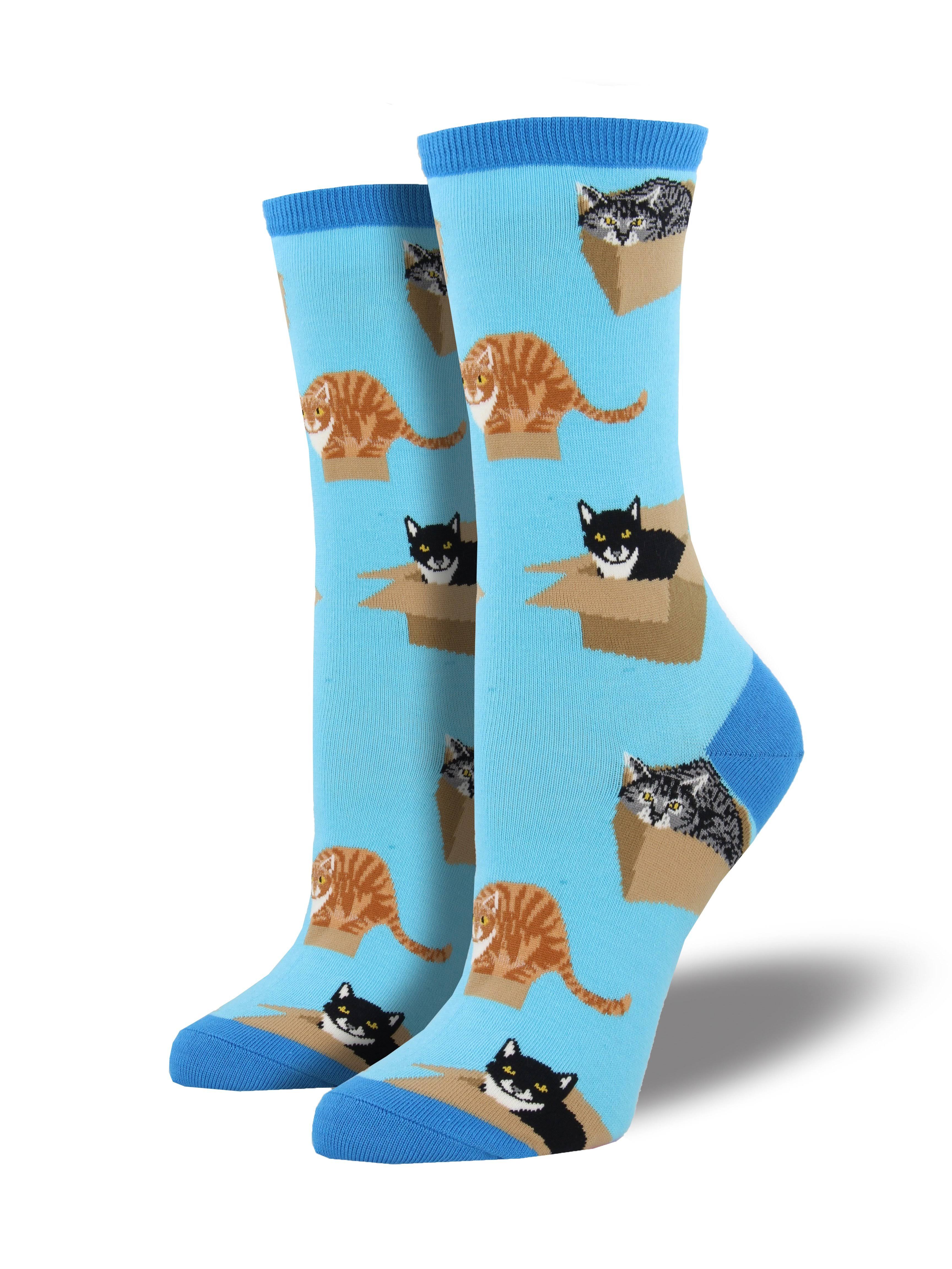 Socksmith Women's Cats in Boxes Socks - Blue