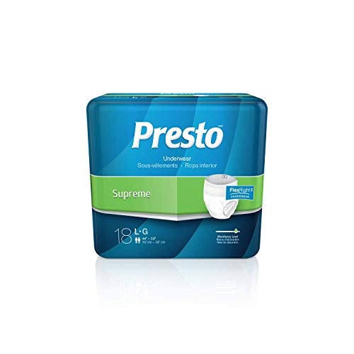 Presto Plus Protective Adult Underwear - Large, 45"-58", Maximum Absorbency, 18ct