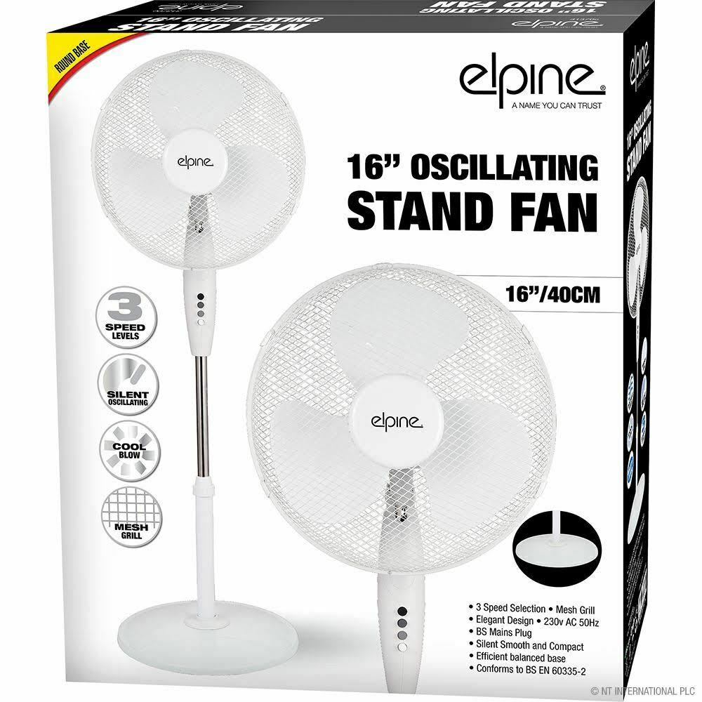16" Oscillating Pedestal Fan Round Base 3 Speed Cooling Electric Fan White