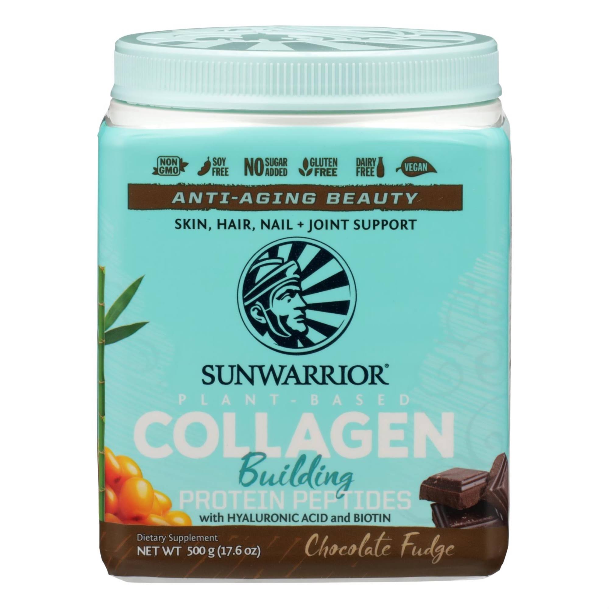 Sunwarrior Collagen Building Protein Peptides Chocolate Fudge 500 Gr