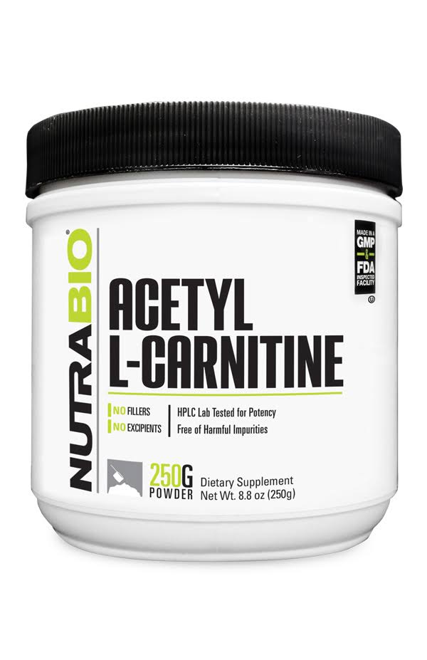 NutraBio - Acetyl L-Carnitine, 250g Powder / Unflavored