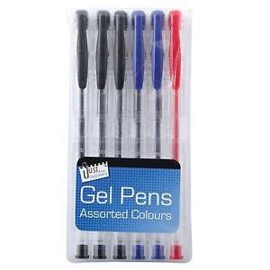 Just Stationery Gel Pens - 6 Assorted Colours