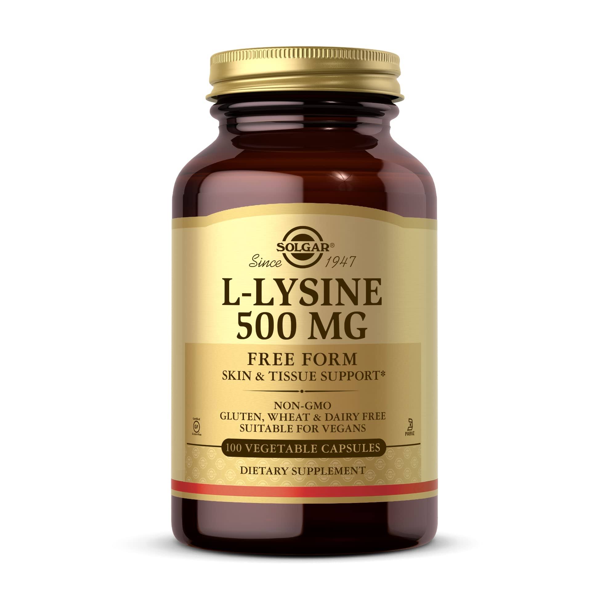 Solgar L-Lysine Free Form, Supplement - 500mg, 100 Vegetable Capsules
