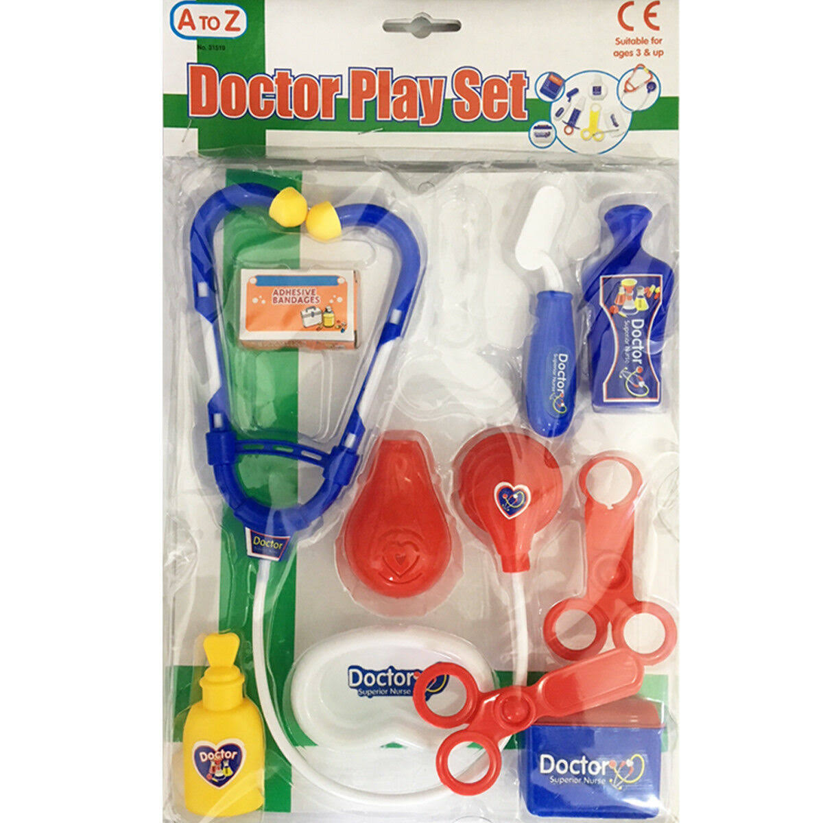 A-Z Doctor Play Role Kit Fancy Dress Party Kids Plastic Gift Set Toy Medical Kit