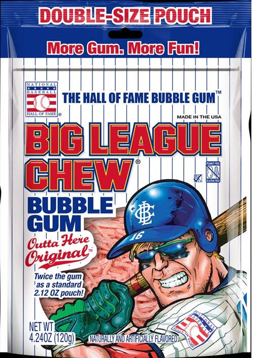 Big League Chew Original Peg Bag - Double Size Pouch, 4.24oz