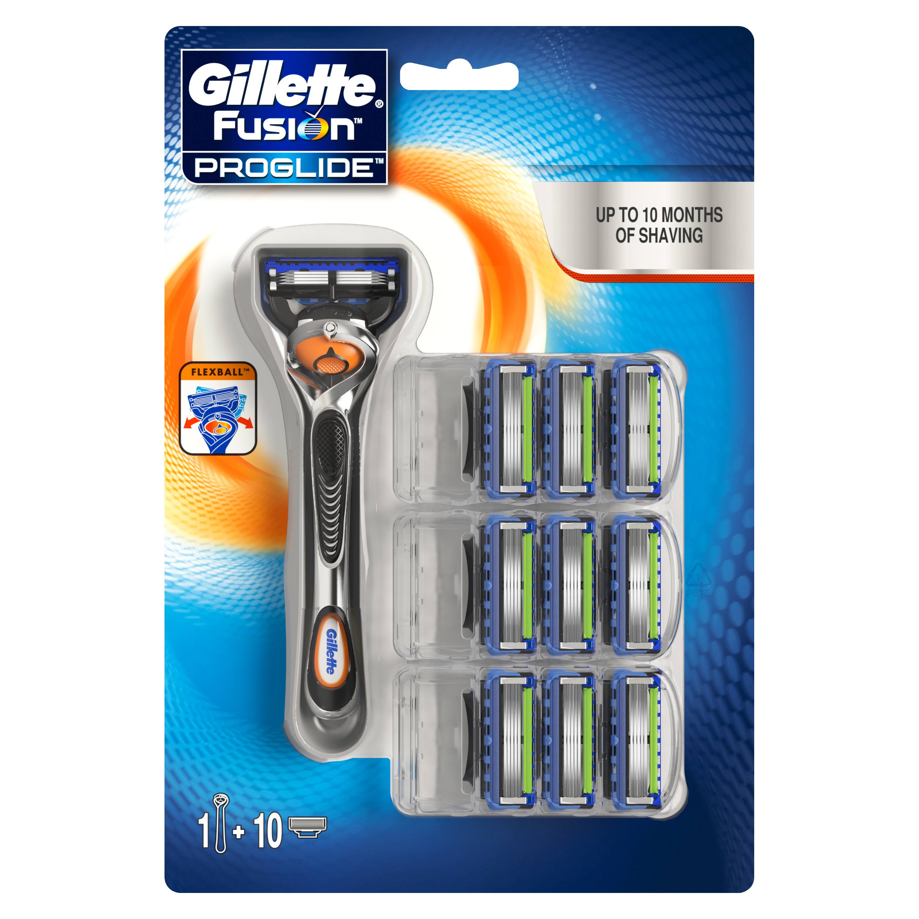 Gillette Fusion ProGlide Razor Plus 10 Razor Blades
