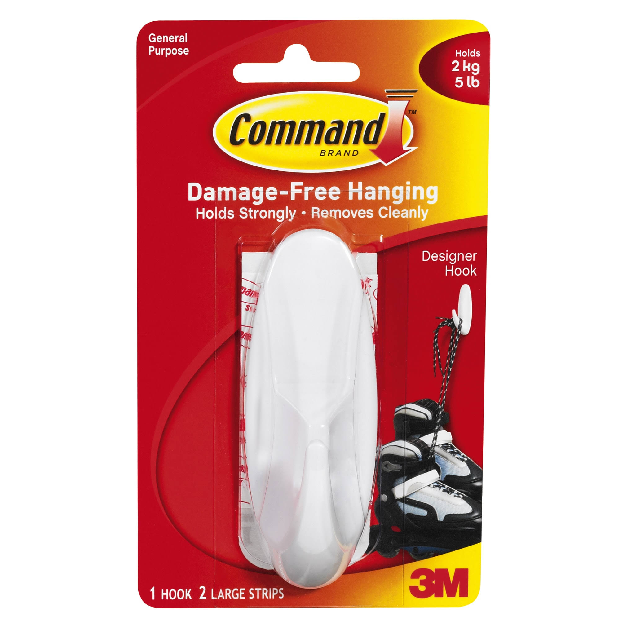Command Designer Hook - White, Large
