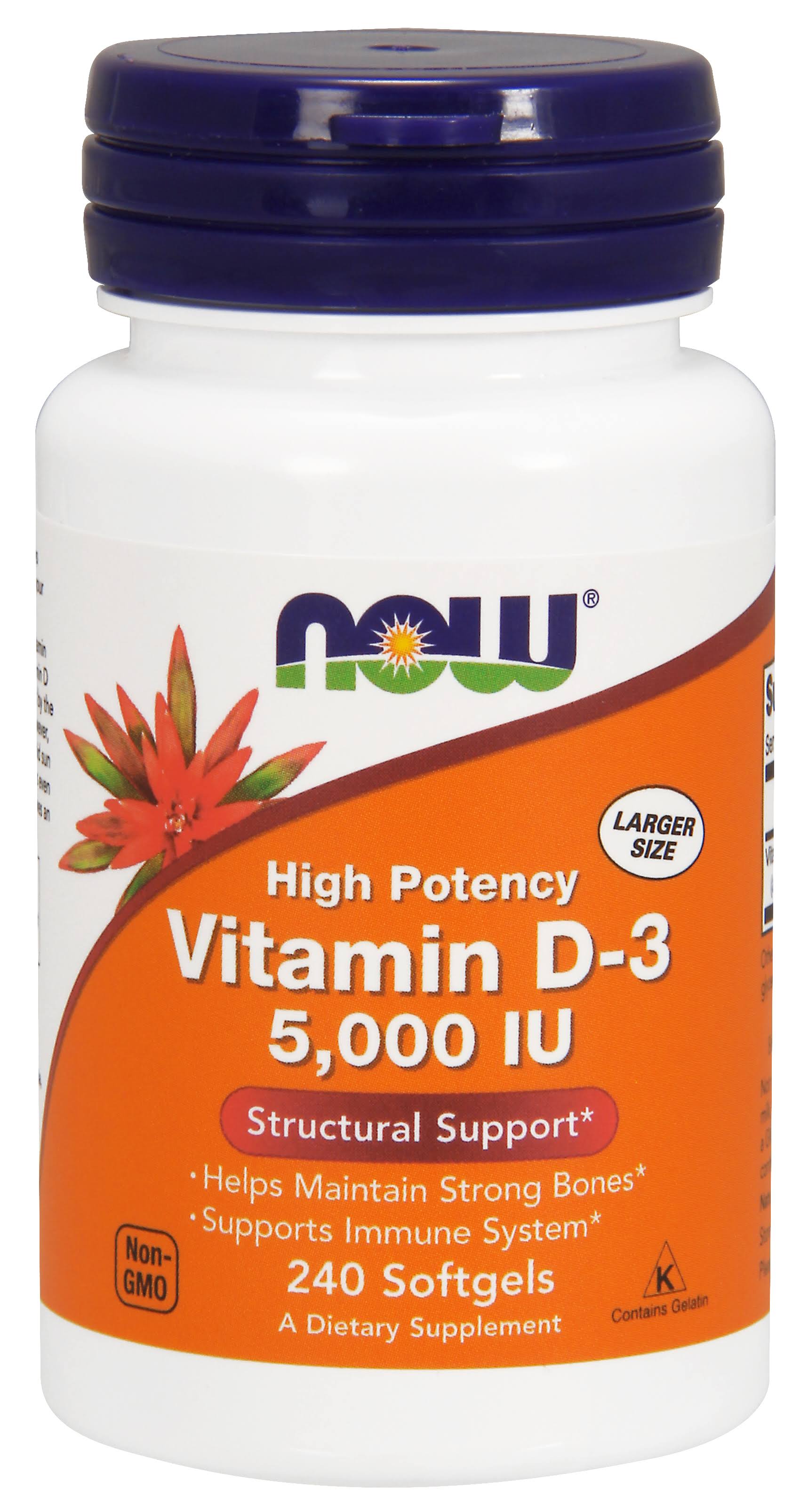 Now Foods Vitamin D-3 - 5000 IU, 240 Softgels