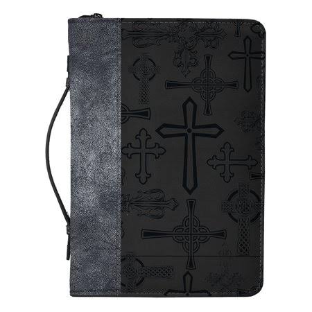 Divinity Boutique, Cross Pattern Bible Cover, Black & Gray, Large