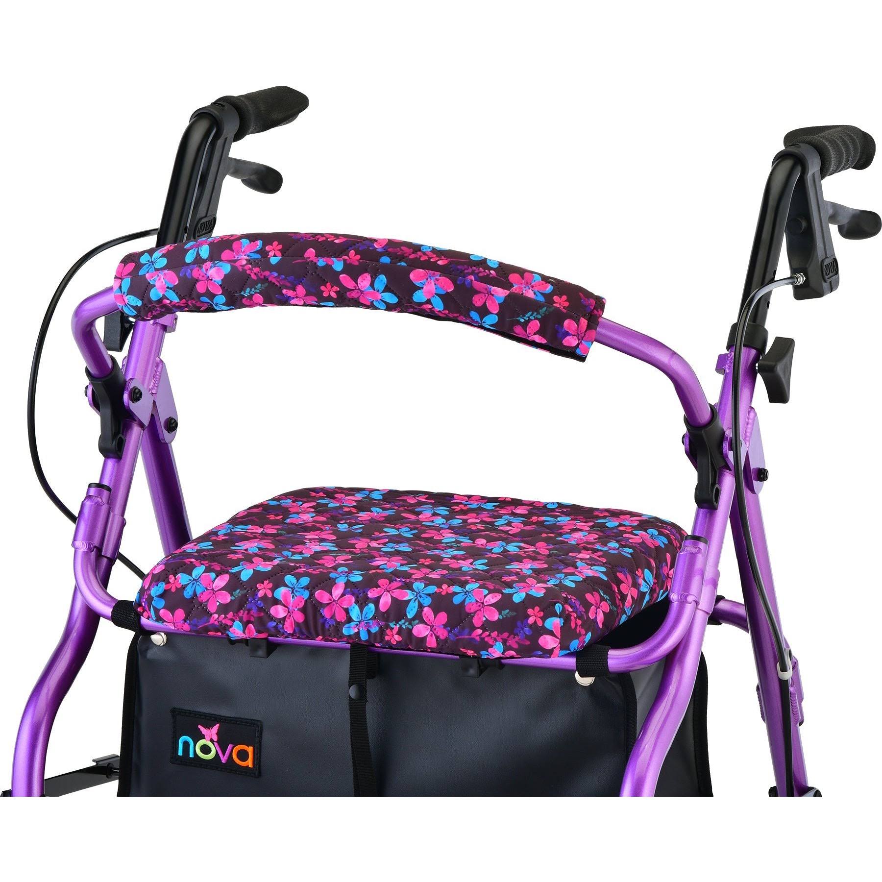 Nova Medical Products Rollator Walker Seat & Back Cover, Removable & Washable, Garden Flowers