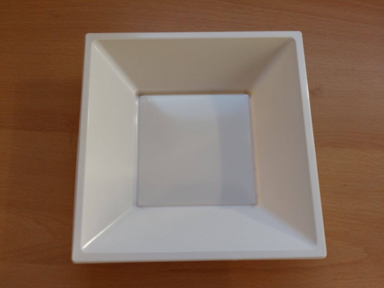 10 18cm Square White Plastic Bowls