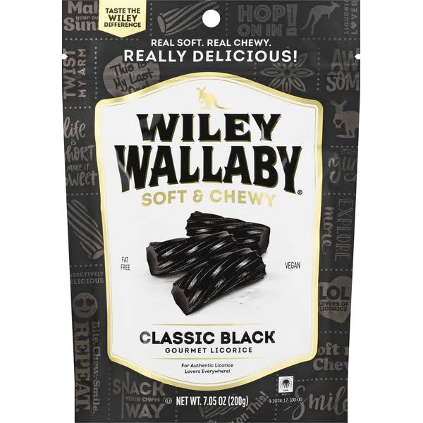 Wiley Wallaby Black Aussie Licorice, 7.05 Ounce -- 12 per case.