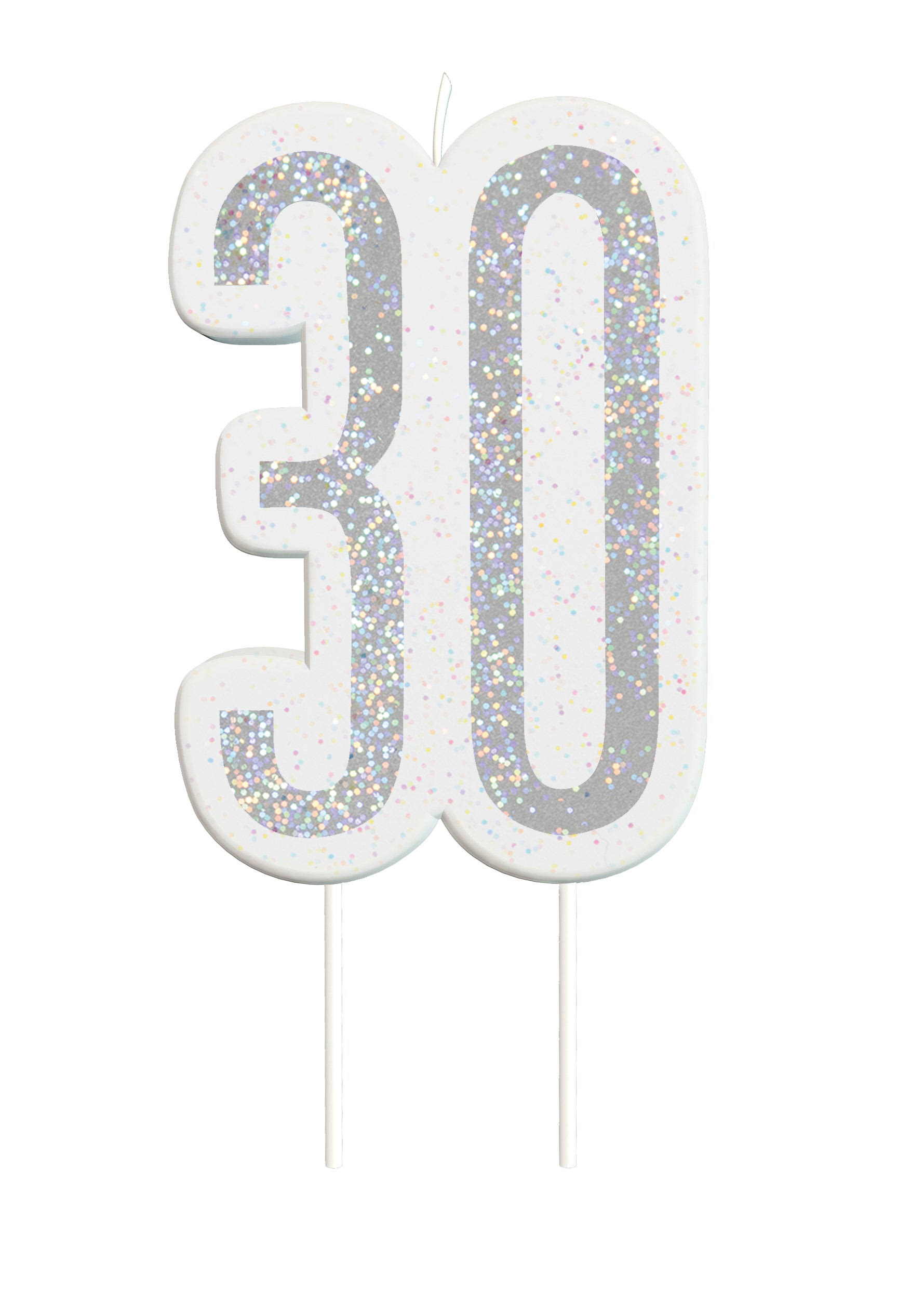 30th Birthday Candle - Black And Silver