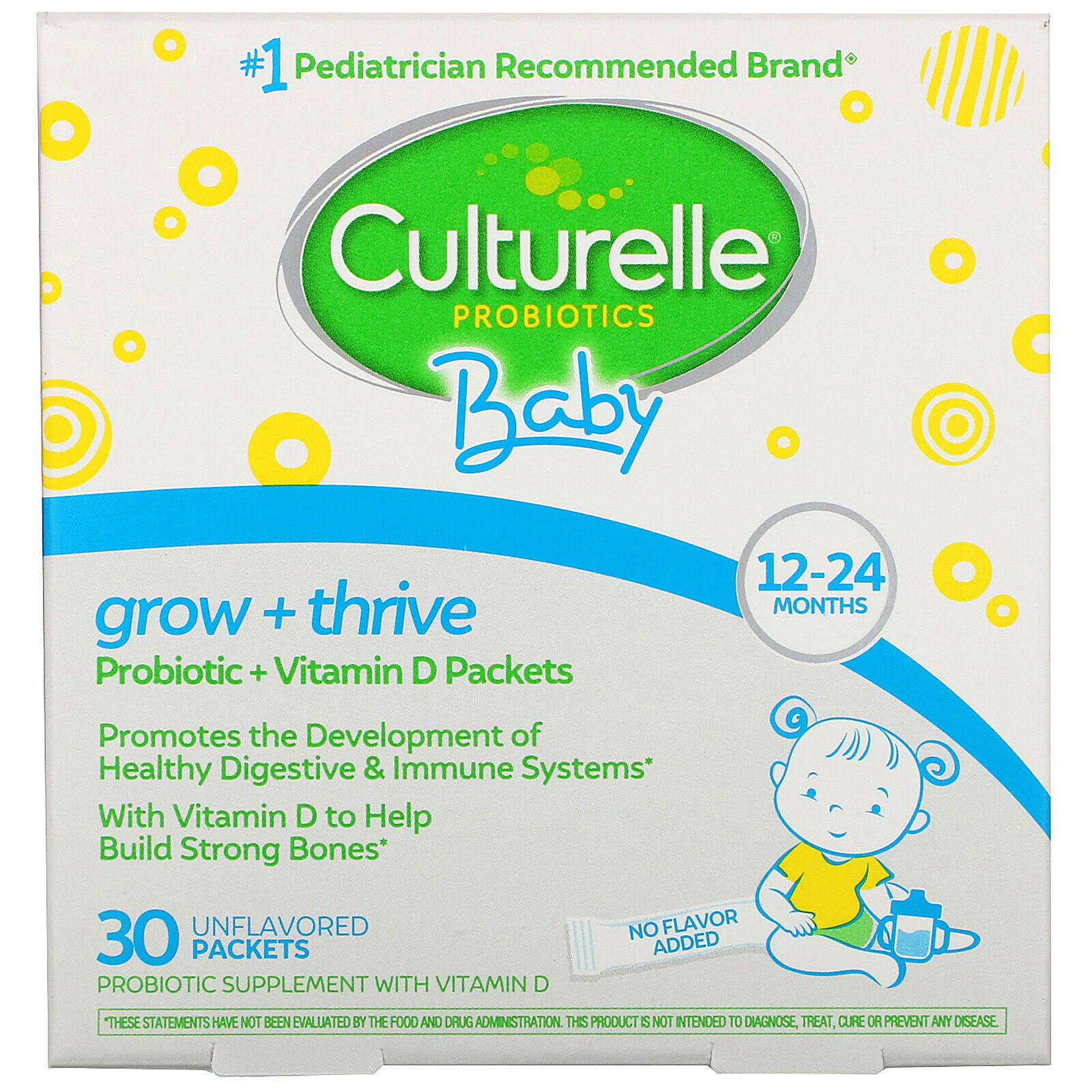 Culturelle Baby Grow Plus Thrive Probiotic Plus Vitamin D Packets Dietary Supplement - 30ct