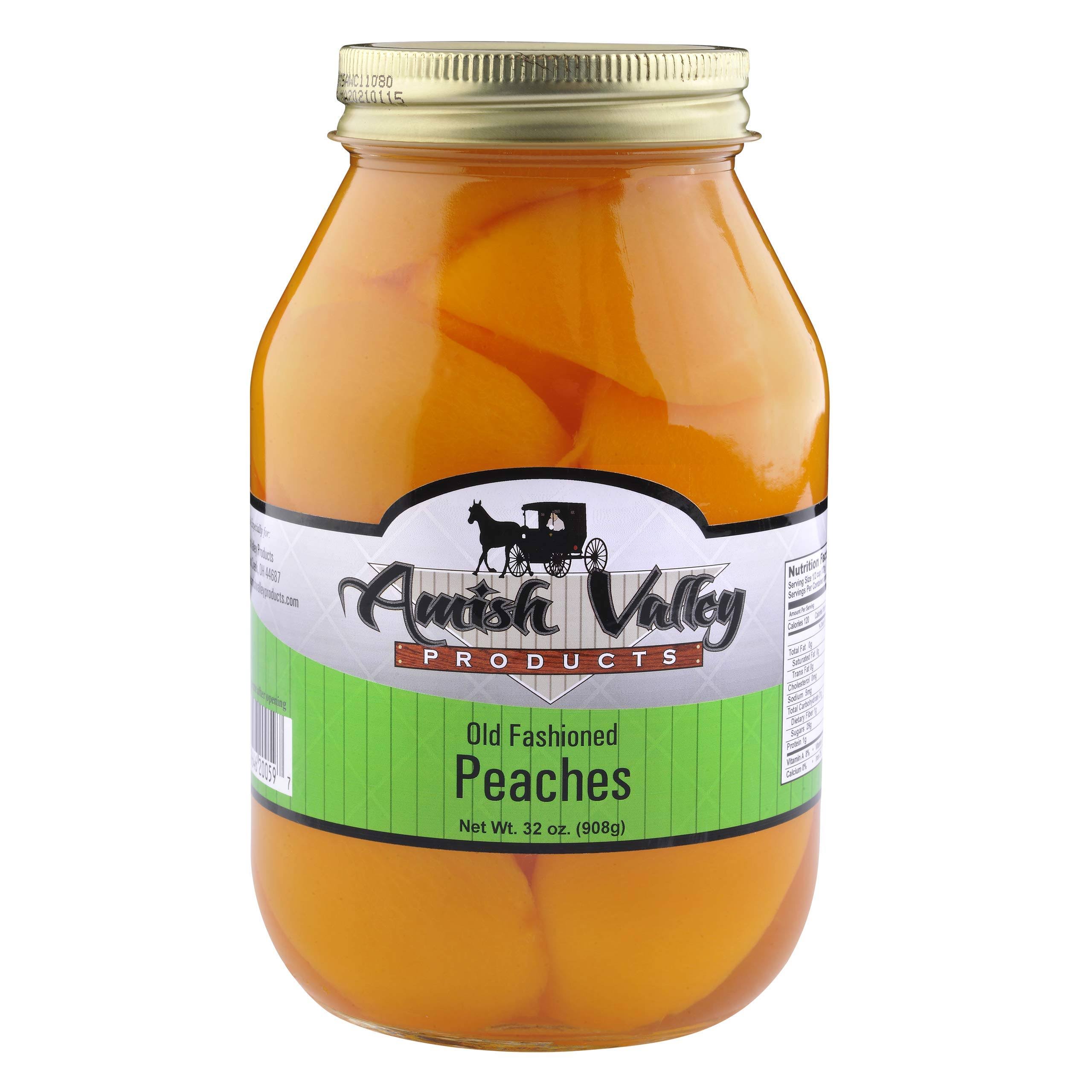 Amish Valley Products Old Fashioned Peaches Halves Canned Jarred in 32 oz Glass Jar (1 Quart Jar - 32 oz)
