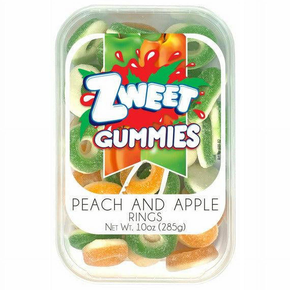 Zweet Gummies Peach and Apple Rings 10 oz. Tub