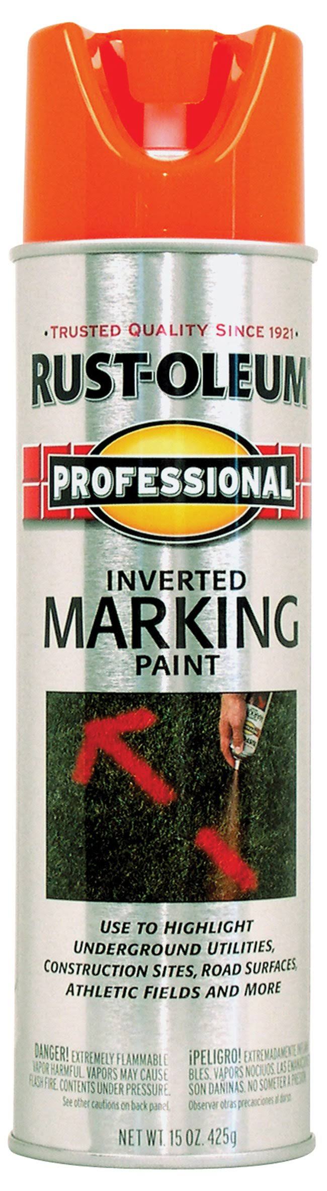 Rust-Oleum 2554 Professional Inverted Marking Spray Paint - Fluorescent Orange, 15oz