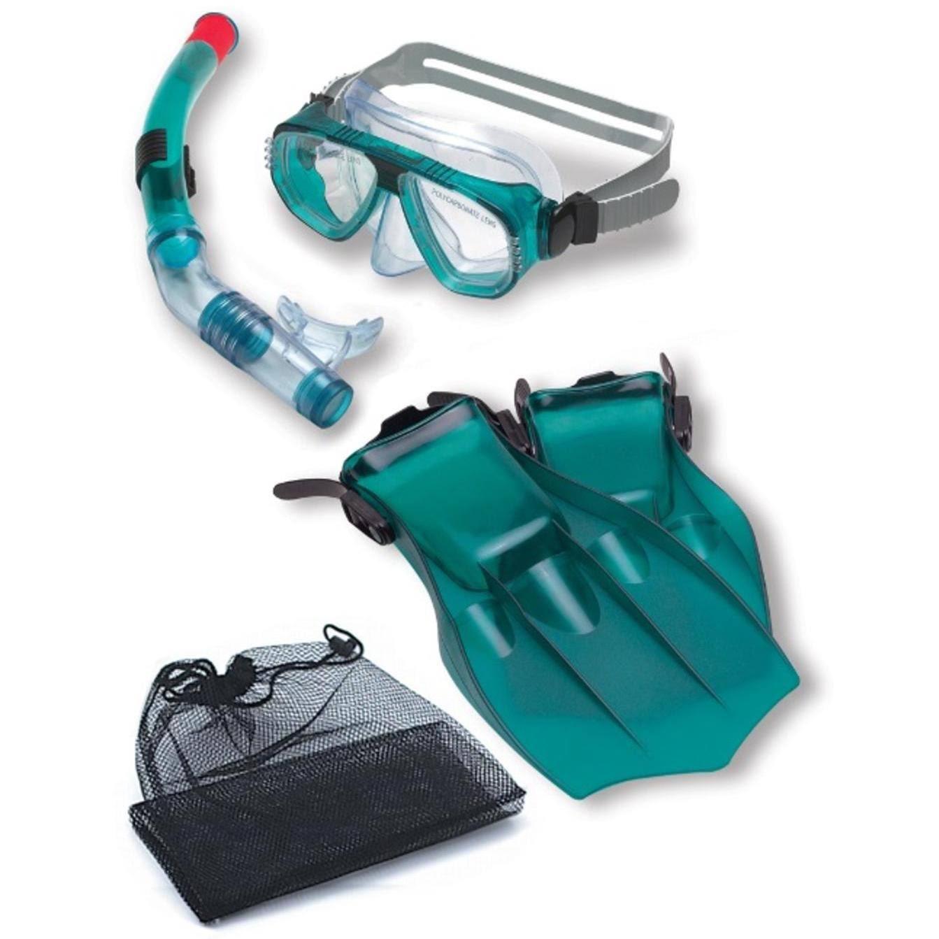 Swim Central Water Sports Green Mask, Snorkel and Fins Swimming Pool and Snorkelling Set