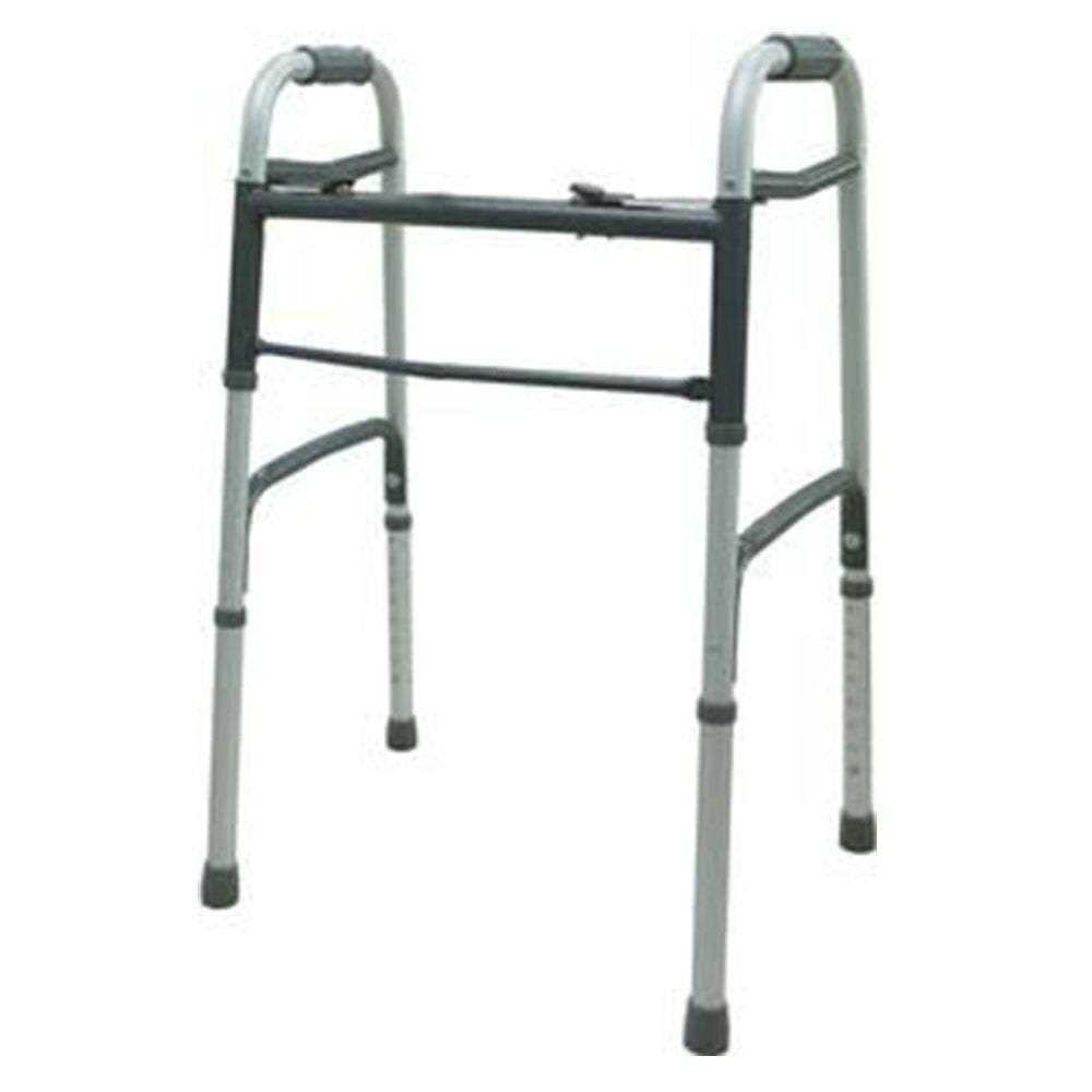 Cardinal Health Two-Button Folding Walker, 32 to 39 Adjustable Height, No Wheels