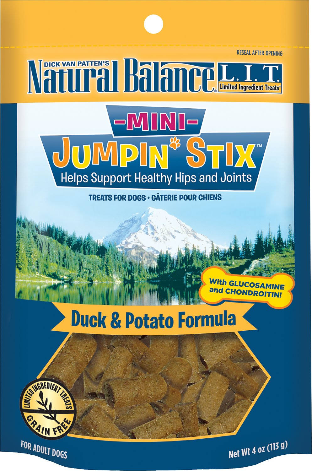 Natural Balance L I T Limited Ingredient Treats Mini Jumpin Stix - Duck Potato, 4oz