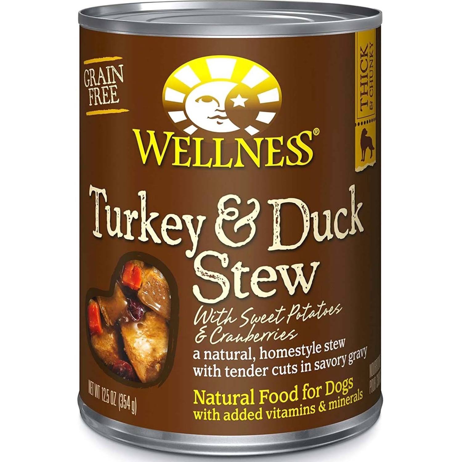 Wellness Natural Grain Free Wet Canned Dog Food - Turkey And Duck Stew With Sweet Potatoes and Cranberries