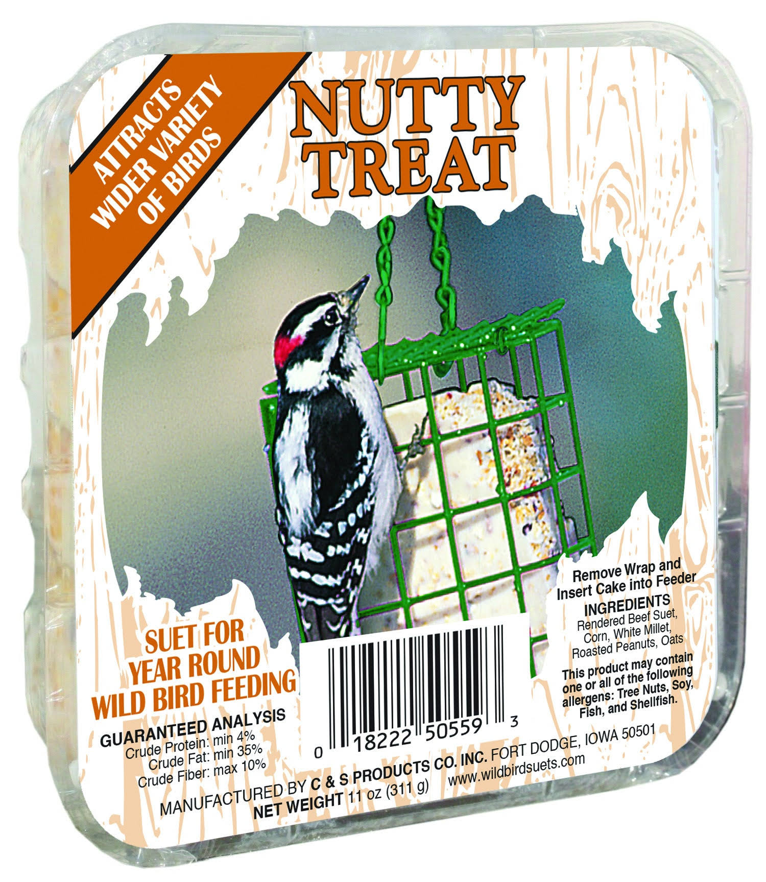 C&S Nutty Treat Suet, 11 oz, Pack of 12