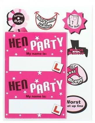 Hen Party Miss Behave Hen Night Stickers and Name Tag Set