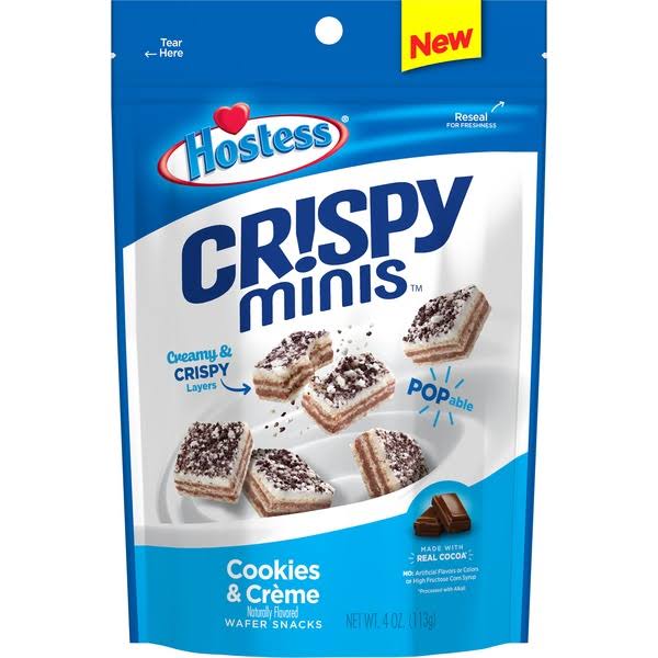 Hostess Crispy Minis Wafer Snacks, Cookies & Creme - 4 oz