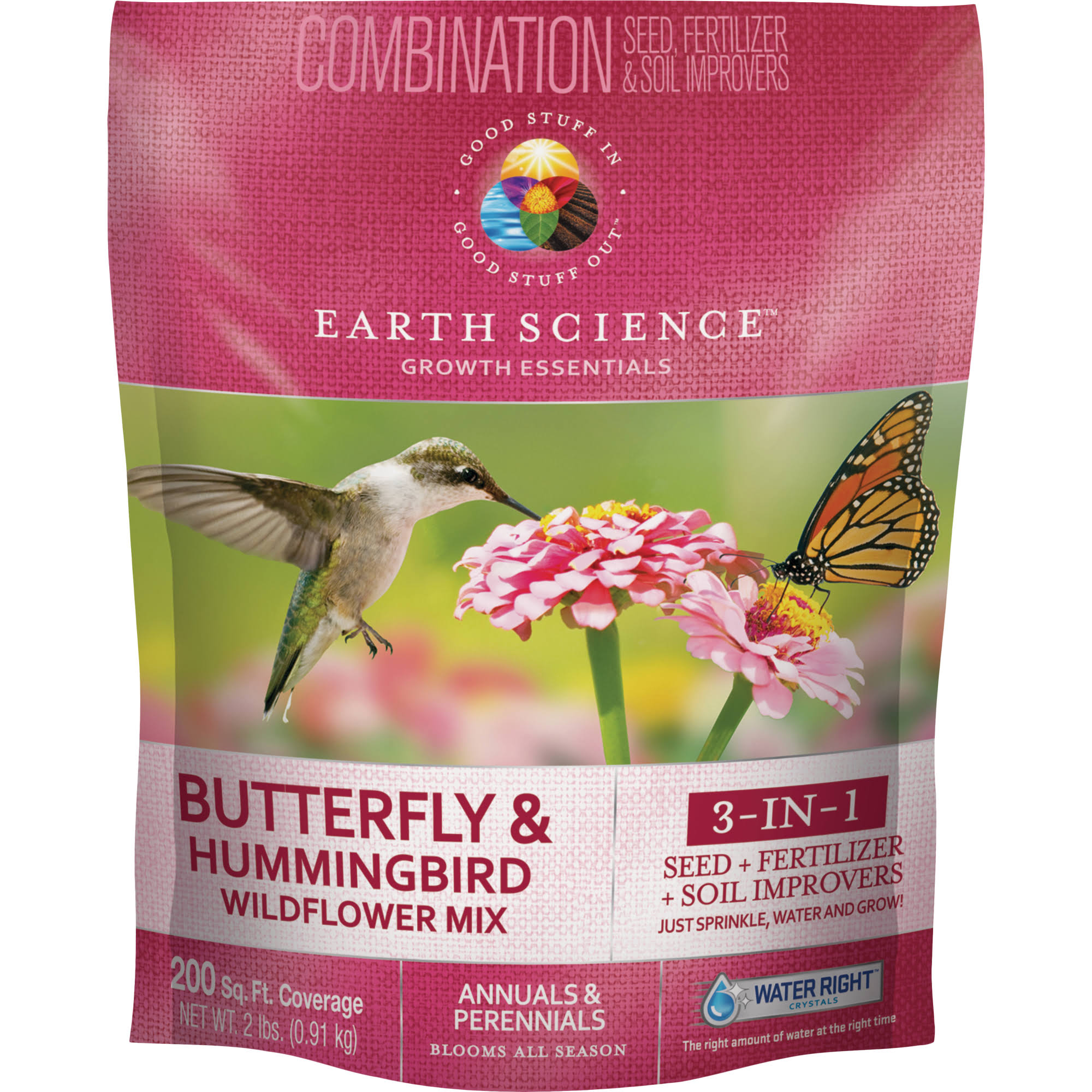 Earth Science Butterfly & Hummingbird Wildflower Mix Covers 200 Sq. Ft. 2-Lbs. 12138-6