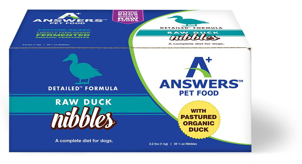 Answers Detailed Formula Raw Duck Nibbles Raw Dog Food, 2.2-Lb.