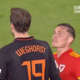 Burnley Teammates Wout Weghorst And Connor Roberts Clash During Nations League Game