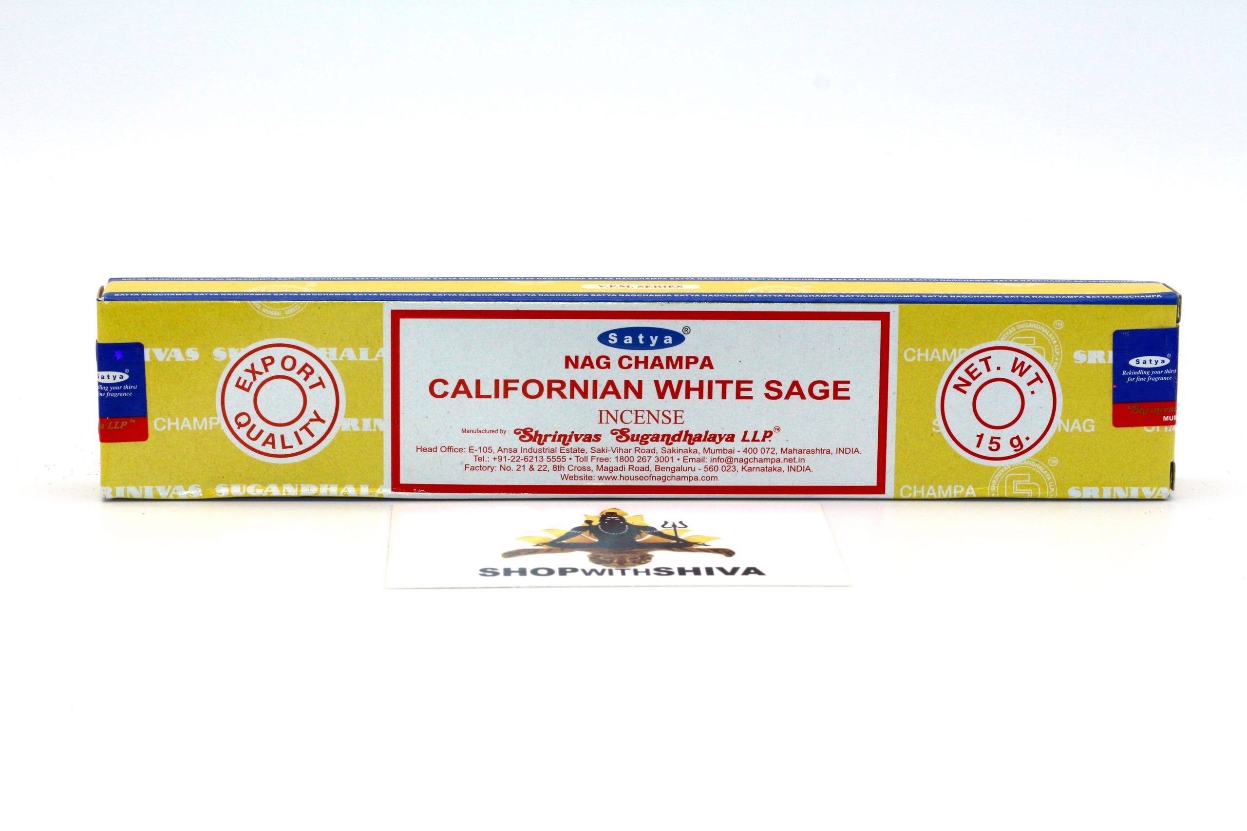 Satya Californian White Sage Incense Sticks - 15g, 3pk