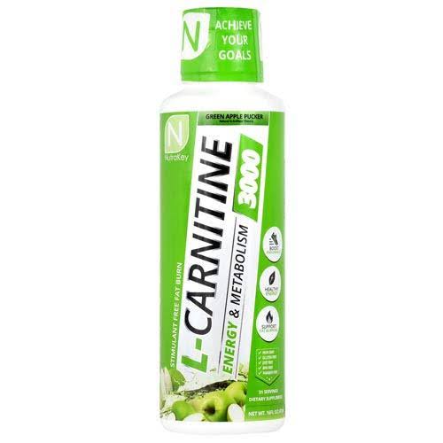 Nutrakey Liquid L-Carnitine 3000 Nutritional Supplement - Green Apple Pucker, 16 fl oz
