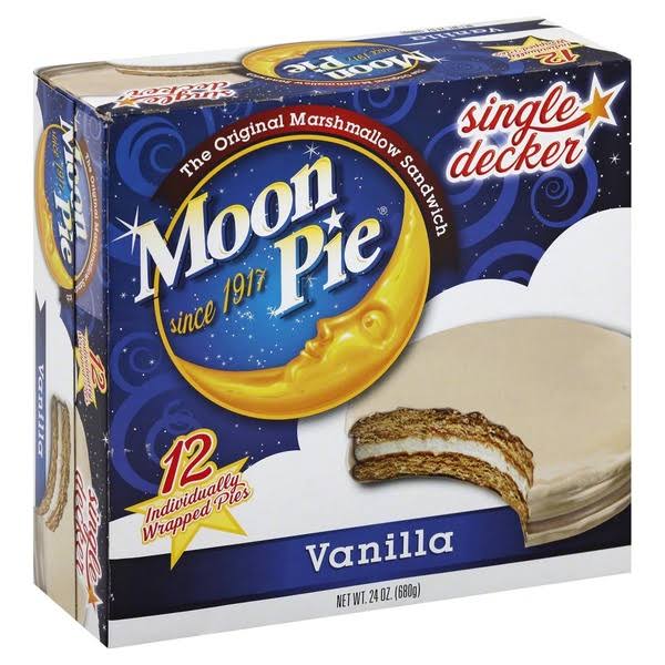 Moon Pie Marshmallow Sandwich, Original, Vanilla, Single Decker - 12 pies, 24 oz