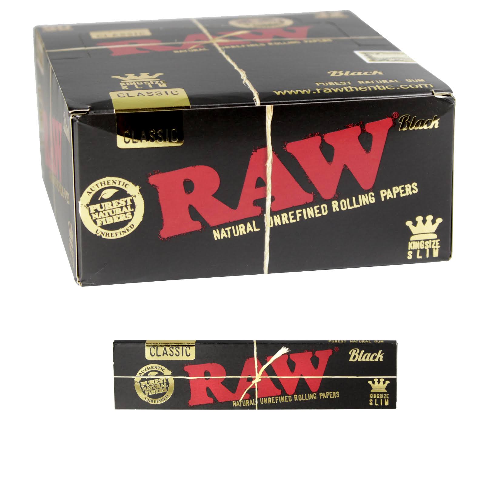 Raw Black Classic King Size Slim 32 Leaves X50 (Pack of 50)