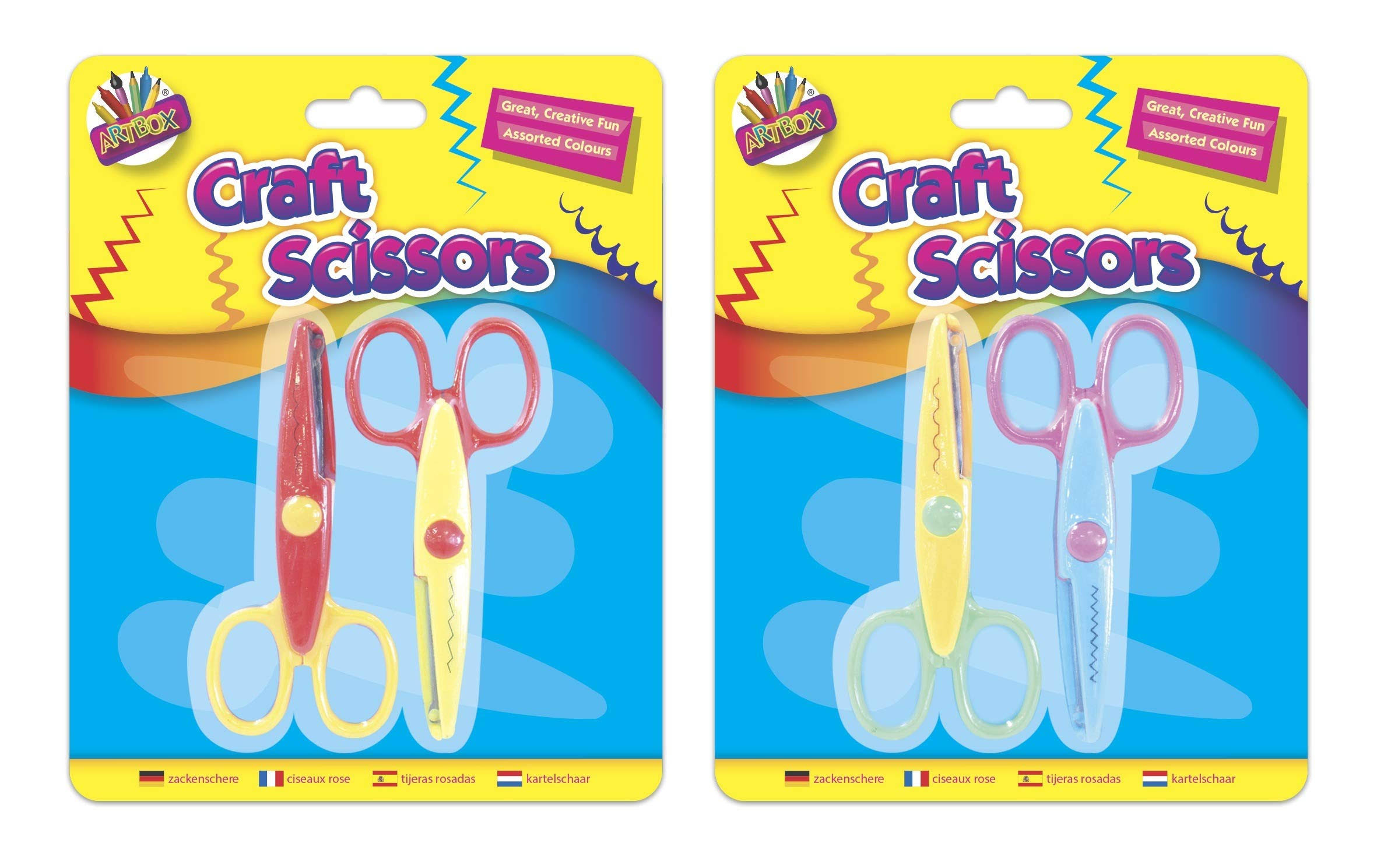 2 Kids Art&Craft Novelty Cut Safety Wavy Edge Creative Scissors