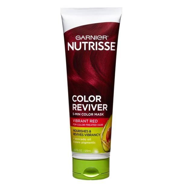 Garnier Nutrisse Color Reviver 5 Minute Nourishing Color Hair Mask, Vibrant Red, 4.2 FL oz