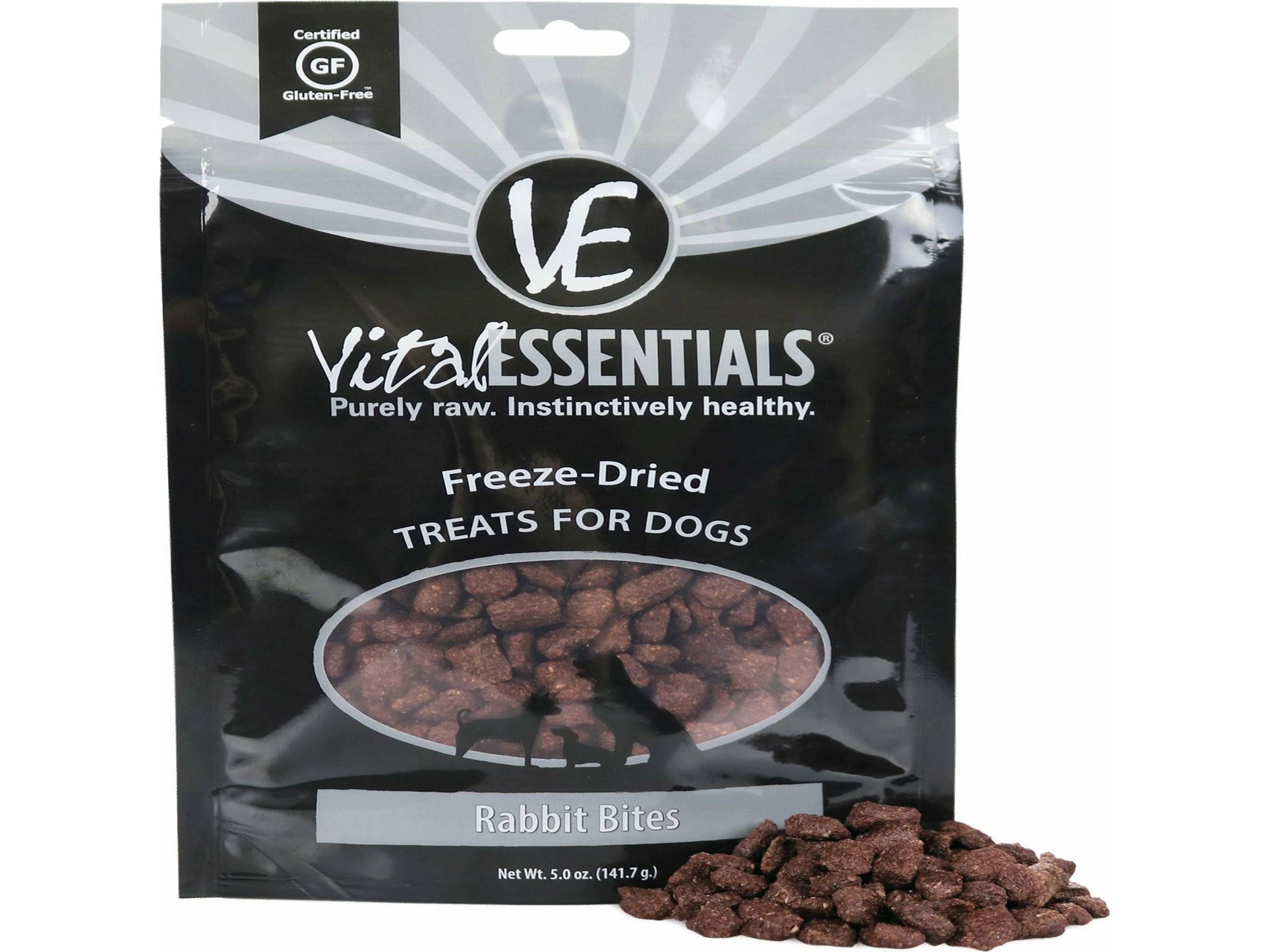 Vital Essentials Freeze Dried Dog Treats, Rabbit Bites 5.0 oz