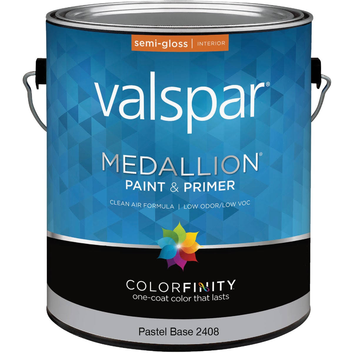 Valspar 2408-1GAL Wall Paint, Semi-Gloss, Semi-Gloss Pastel Base, 1 gal Can