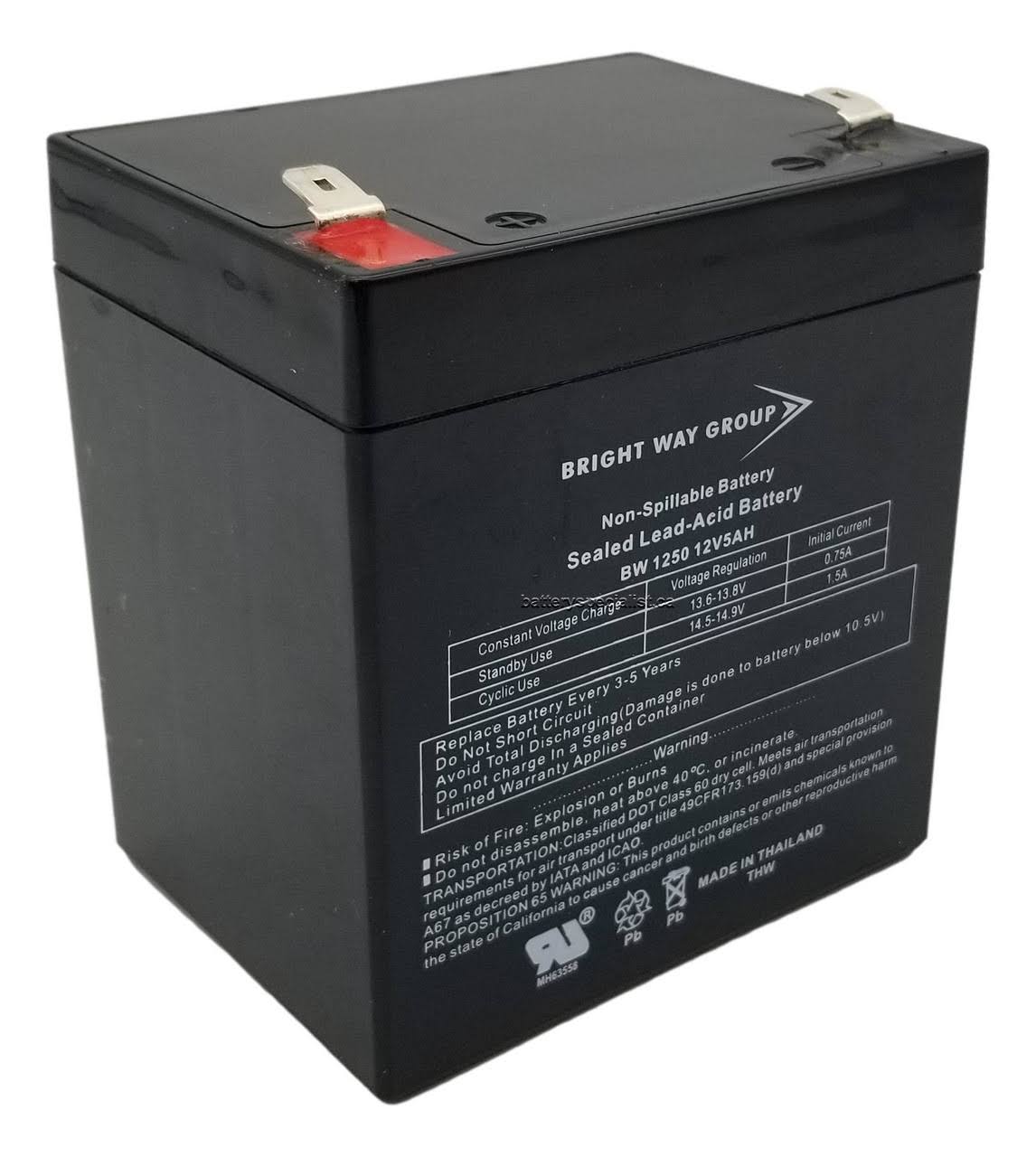 BW1250 - 12 Volts 5Ah - Terminal F2 - SLA/AGM Battery - HX12-5