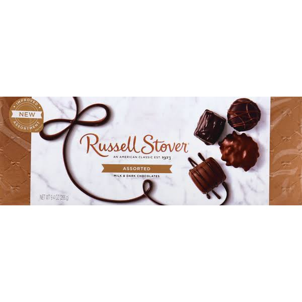 Russell Stover Assorted Milk & Dark Chocolates, Chocolate Gift Box, 9.4 oz