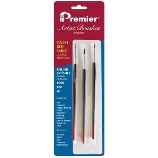 Premier 3-Piece Red Sable Round Brushes (12-Pack) Great for Detailing Work New AR10109