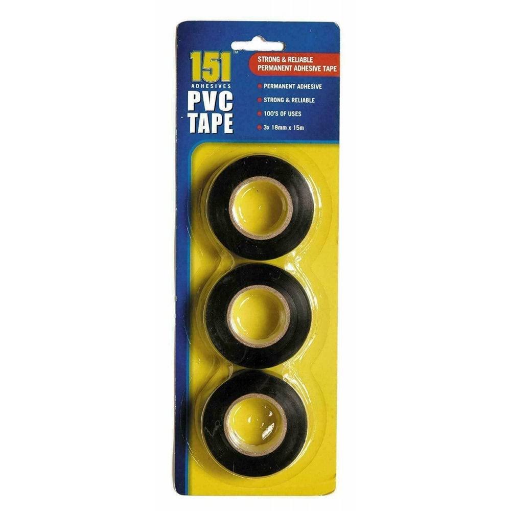 151 PVC Tape - Black, 15m, 3pk