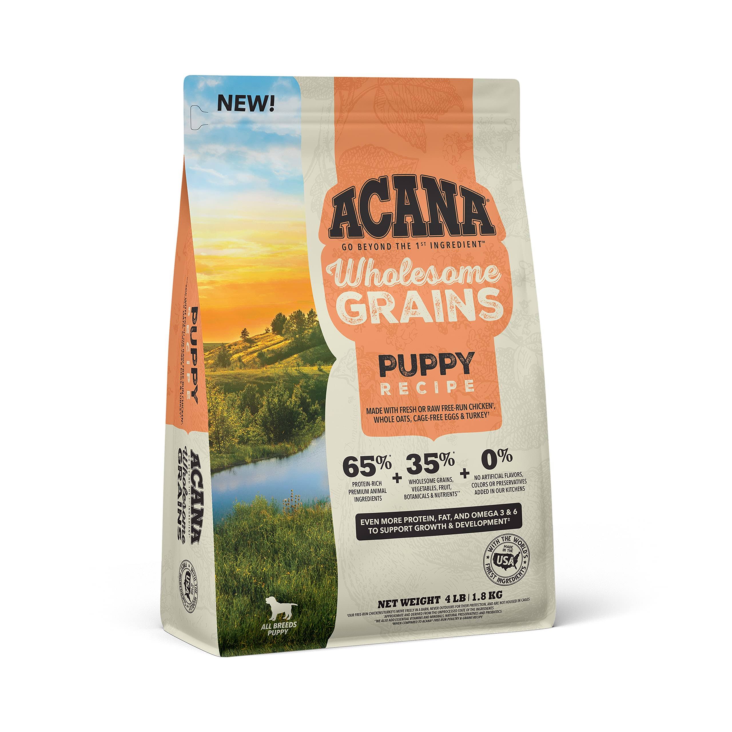 Acana Wholesome Grains Puppy Recipe, Premium High-Protein Dry Puppy Food, 4lb