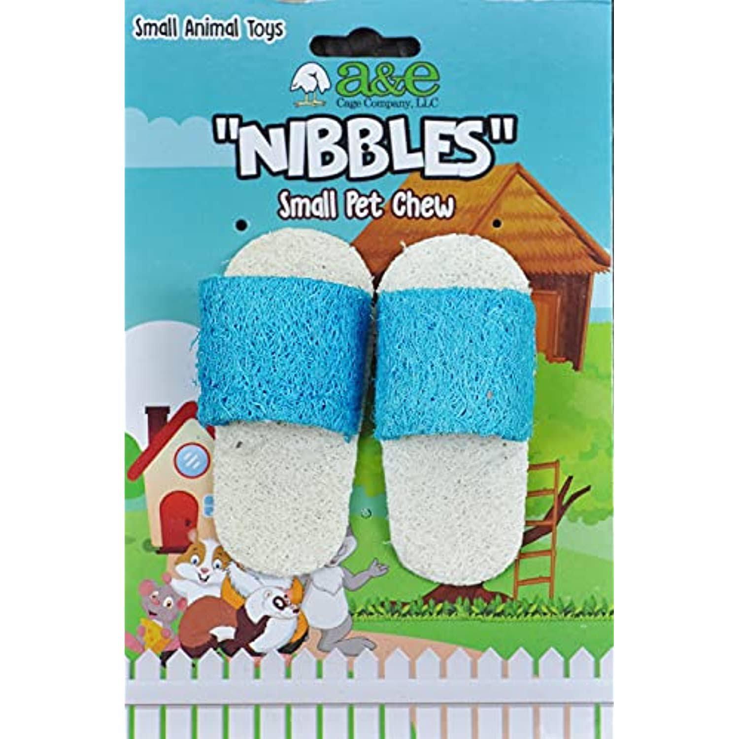 A&E Cage Company Nibbles Sandals Loofah Chew Toy Assorted Colors
