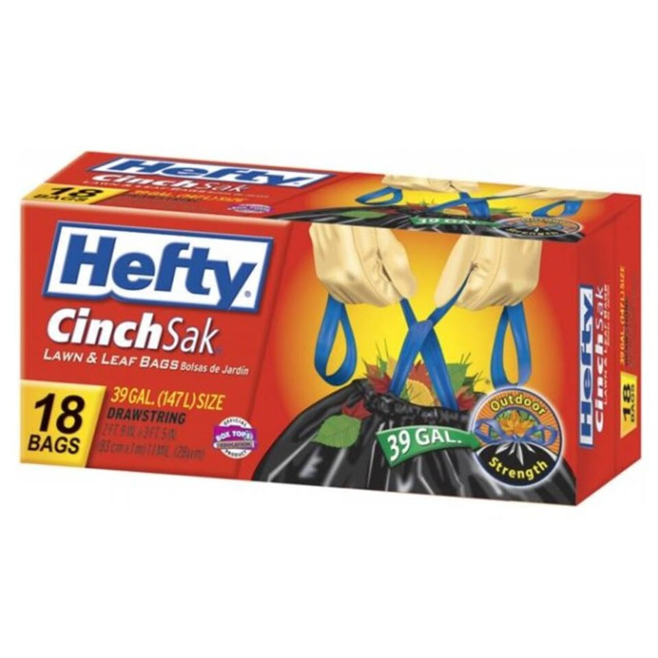 Hefty Extra Strong Lawn and Leaf Trash Bag - 18 Extra Large Trash Drawstring Bags