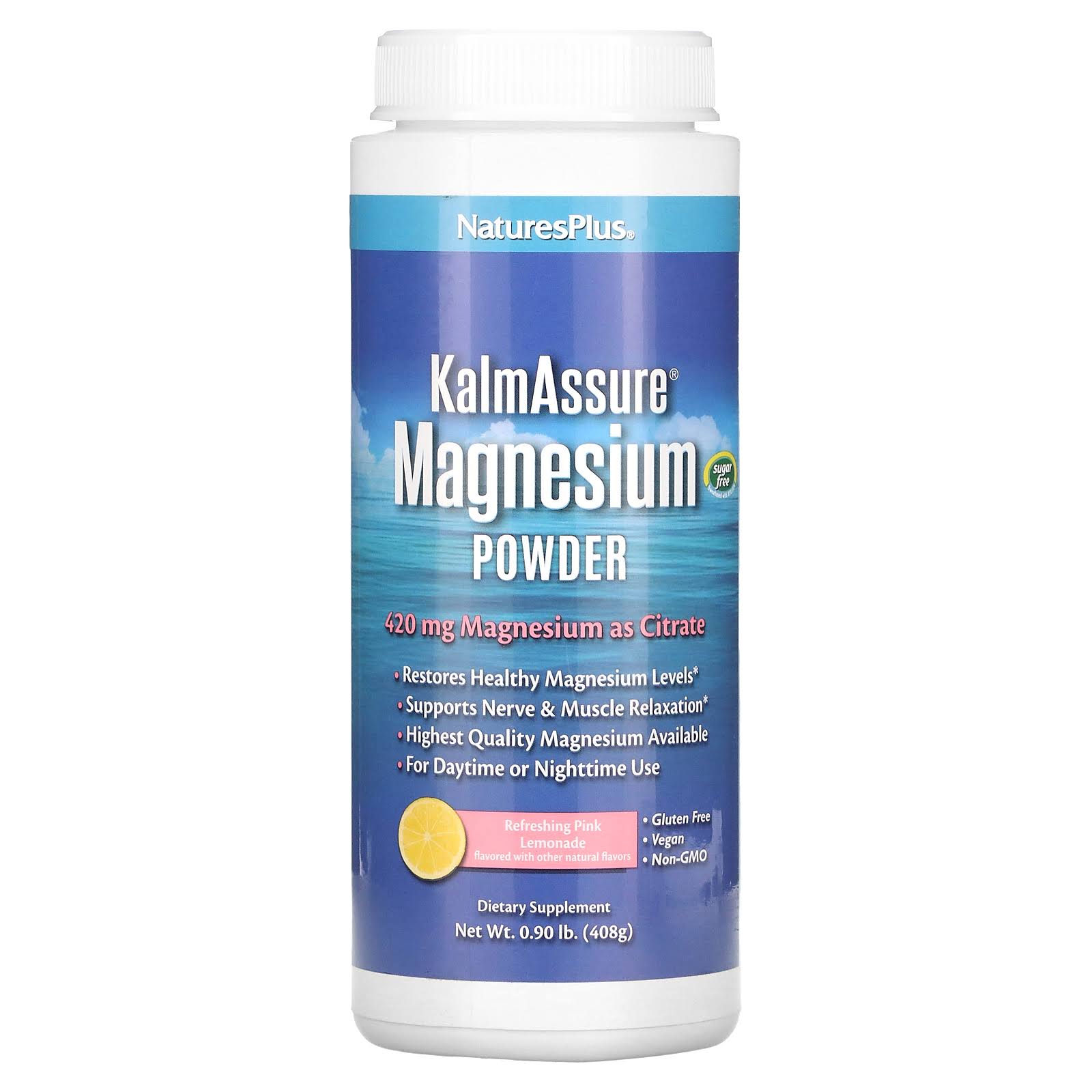 Nature's Plus Kalmassure Magnesium Powder - Pink Lemonade, 400mg, 0.70lbs