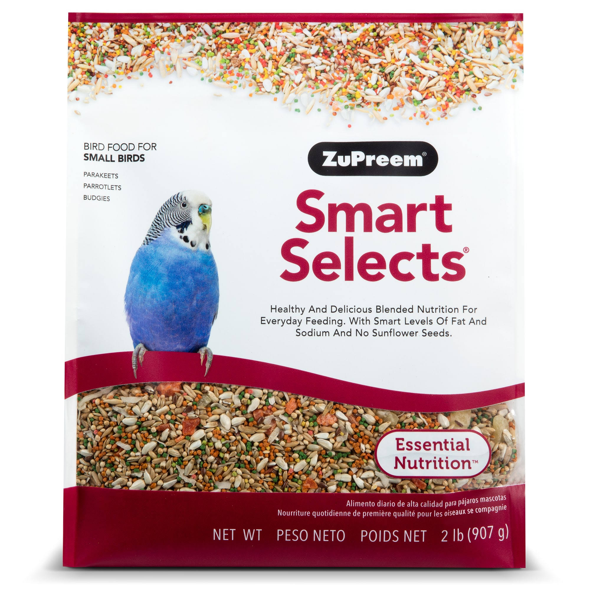 ZuPreem Smart Selects Premium Daily Nutrition Parakeet Bird Food - Small, 2lb